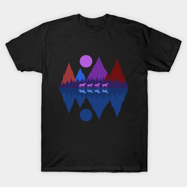 Four Horses T-Shirt by RockettGraph1cs